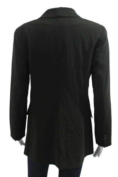 Theory Womens Black Collared Blazer Long Sleeve Polyester Blend Button Size S