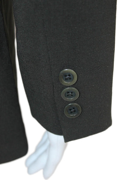 Theory Womens Black Collared Blazer Long Sleeve Polyester Blend Button Size S