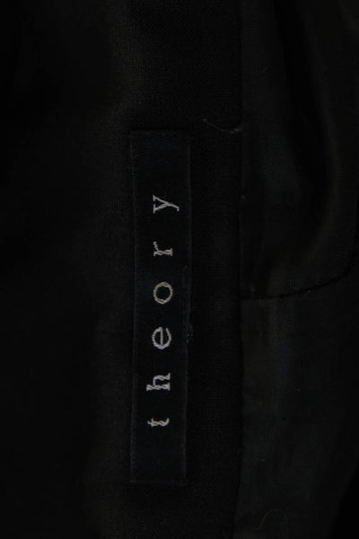 Theory Womens Black Collared Blazer Long Sleeve Polyester Blend Button Size S