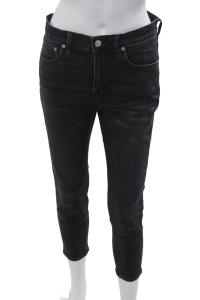 J Crew Women Black Cropped Skinny Ankle Jeans Mid Rise Petite Size 28