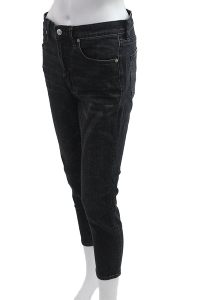 J Crew Women Black Cropped Skinny Ankle Jeans Mid Rise Petite Size 28