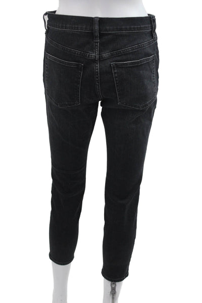 J Crew Women Black Cropped Skinny Ankle Jeans Mid Rise Petite Size 28