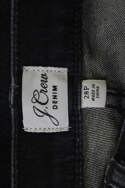 J Crew Women Black Cropped Skinny Ankle Jeans Mid Rise Petite Size 28