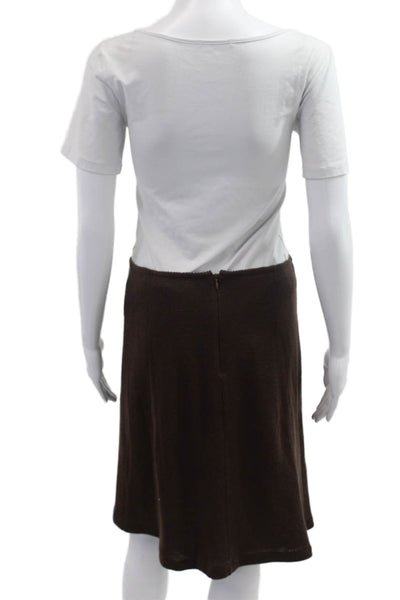 M Missoni Women A-Line Brown Wool Acrylic Skirt Size 42