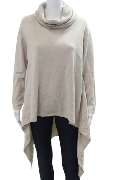 Sophy Curson Women Pullover Sweater Beige Turtleneck Long Sleeve Size L