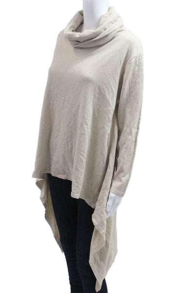 Sophy Curson Women Pullover Sweater Beige Turtleneck Long Sleeve Size L