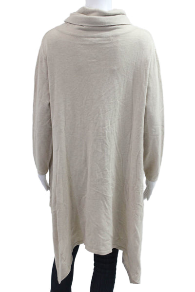 Sophy Curson Women Pullover Sweater Beige Turtleneck Long Sleeve Size L