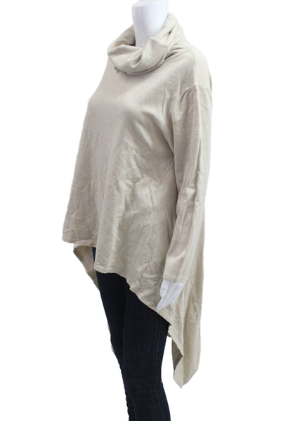 Sophy Curson Women Tunic Turtleneck Beige Long Sleeve Cashmere Blend Size M
