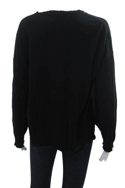 Sundry Womens Black 80s Graphic Pullover Sweater Merino Blend Long Sleeve Size S