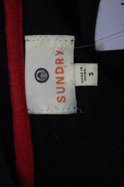 Sundry Womens Black 80s Graphic Pullover Sweater Merino Blend Long Sleeve Size S