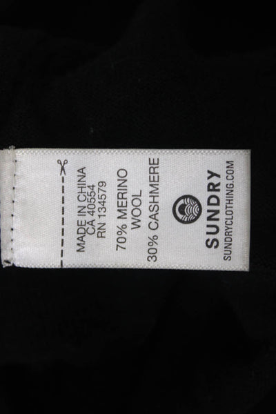 Sundry Womens Black 80s Graphic Pullover Sweater Merino Blend Long Sleeve Size S