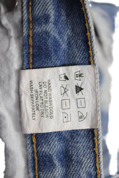 By The Way Womens Blue Cotton 90s Button Shorts Size 28