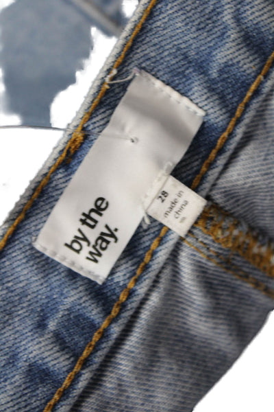 By The Way Womens Blue Cotton 90s Button Shorts Size 28