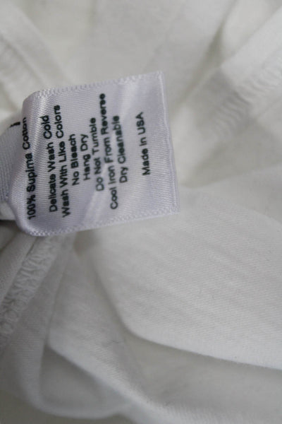 St Roche Women Basic White Supima Cotton T-Shirt Short Sleeve Crew Neck Size XS