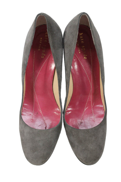 Kate Spade Womens Suede Slip On Wedge Heels Gray Size 7