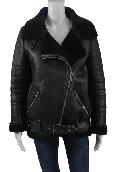 Zara Woman Womens Biker Motorcycle Jacket Black Long Sleeve Size XS