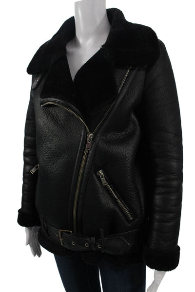Zara Woman Womens Biker Motorcycle Jacket Black Long Sleeve Size XS