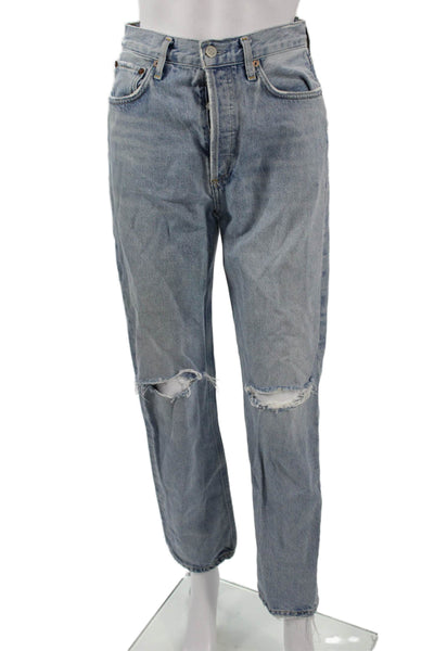 Agolde Womens Straight Light Blue High Rise 100% Organic Cotton Jeans Size 25