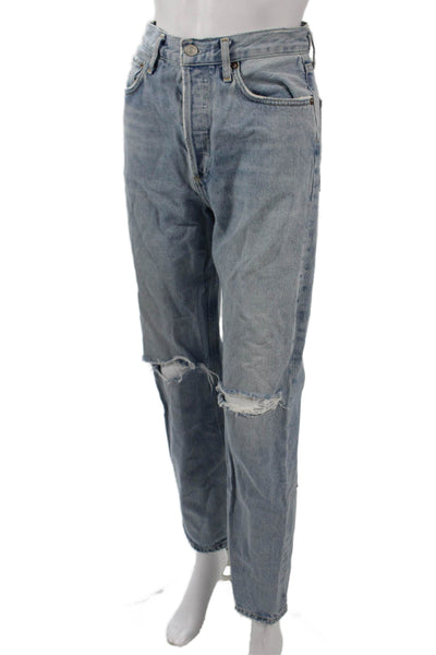 Agolde Womens Straight Light Blue High Rise 100% Organic Cotton Jeans Size 25