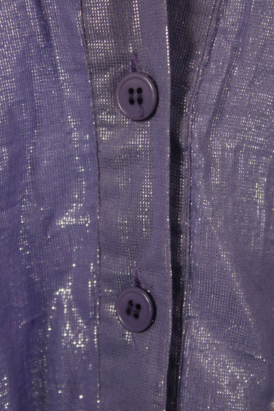 Kondi Childrens Girls Button Down Jumpsuit Purple Metallic Cotton Size 12