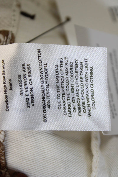 Reformation Women White Graphic Cowboy Pants Button Size 30
