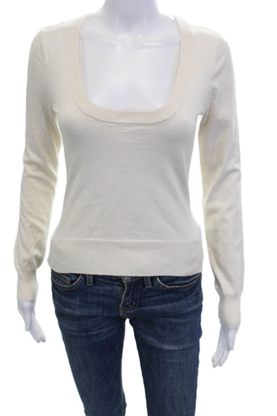 Frame Women Pullover White Square Neck Long Sleeve Size XS