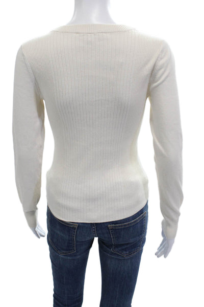 Frame Women Pullover White Square Neck Long Sleeve Size XS