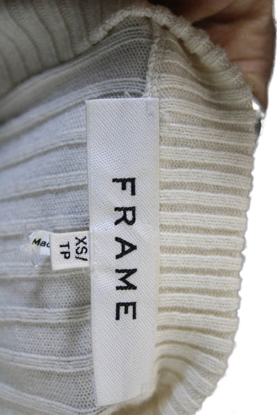 Frame Women Pullover White Square Neck Long Sleeve Size XS