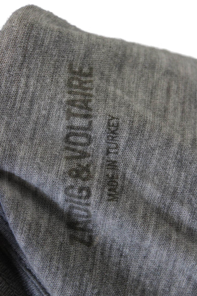 Zadig & Voltaire Womens Gray Graphic T-Shirt Short Sleeve Cotton Blend Size XS