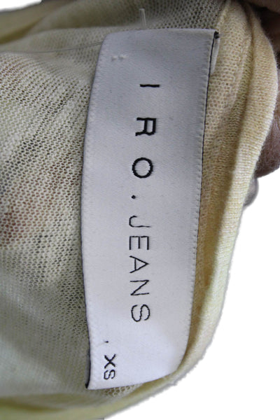 IRO Jeans Women Beige Linen Basic T-Shirt Round Neck Short Sleeve Size XS