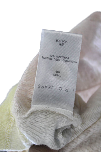 IRO Jeans Women Beige Linen Basic T-Shirt Round Neck Short Sleeve Size XS