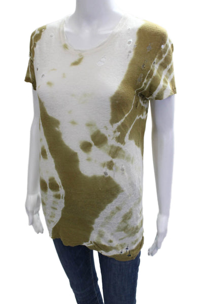 IRO Jeans Women Basic Linen Crew Neck T-Shirt White Short Sleeve Size S