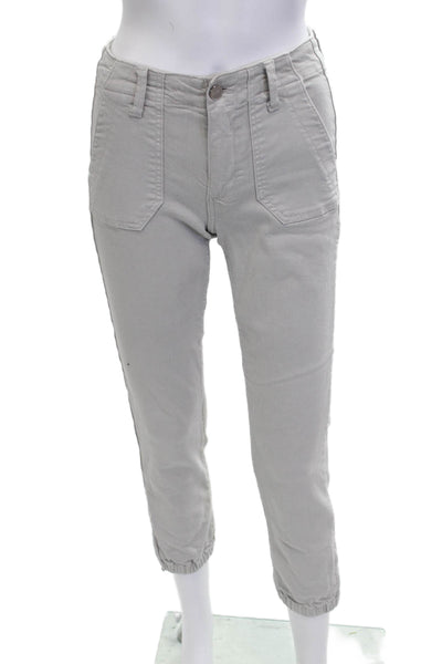 Paige Womens Ankle Cropped Jogger Pants Gray Mid Rise Size 24