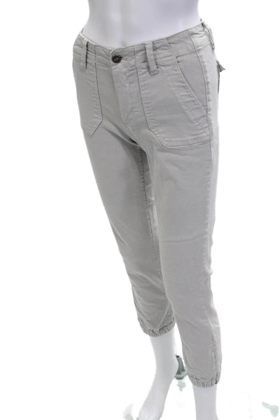 Paige Womens Ankle Cropped Jogger Pants Gray Mid Rise Size 24