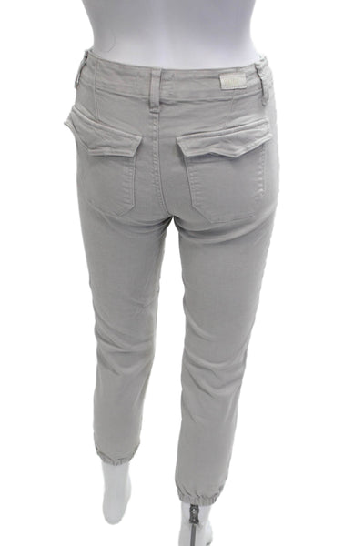 Paige Womens Ankle Cropped Jogger Pants Gray Mid Rise Size 24