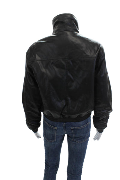 BLANKNYC Womens Bomber Jacket Black Biker High Neck Zip Long Sleeve Size S