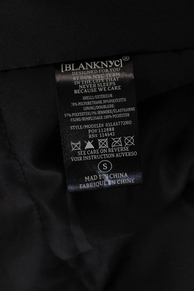 BLANKNYC Womens Bomber Jacket Black Biker High Neck Zip Long Sleeve Size S