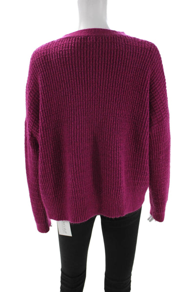 Splendid Women Cardigan Purple V-Neck Button Long Sleeve Acrylic Size M