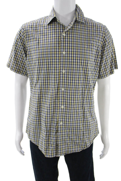 Polo Ralph Lauren Mens Plaid Bradford Custom Fit Shirt Blue Yellow Size Medium