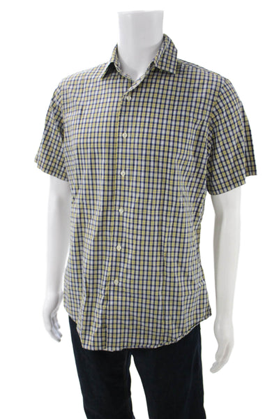 Polo Ralph Lauren Mens Plaid Bradford Custom Fit Shirt Blue Yellow Size Medium