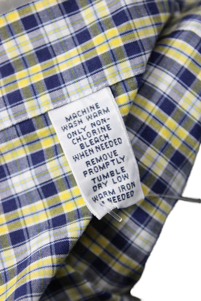 Polo Ralph Lauren Mens Plaid Bradford Custom Fit Shirt Blue Yellow Size Medium