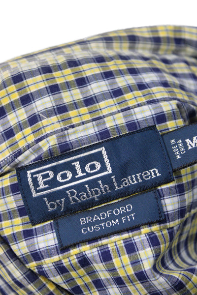 Polo Ralph Lauren Mens Plaid Bradford Custom Fit Shirt Blue Yellow Size Medium