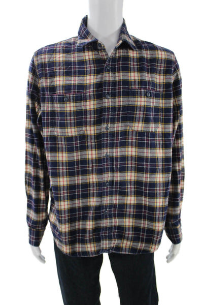 J Crew Mens Plaid Flannel Button Down Shirt Multi Colored Size Large
