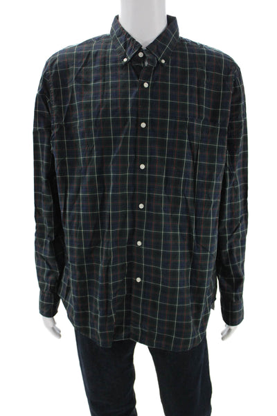 J Crew Mens Plaid Classic Button Down Shirt Green Multi Colored Size Extra Large