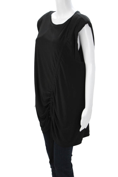 Zara Womens Tunic Top Sleeveless Round Neck Drawstring Black Size L