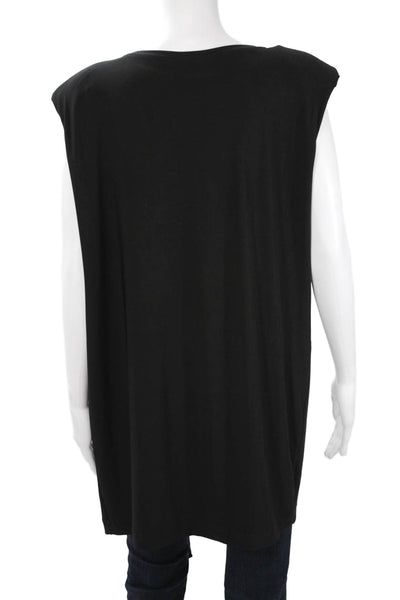 Zara Womens Tunic Top Sleeveless Round Neck Drawstring Black Size L