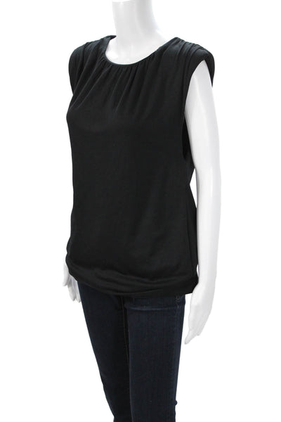 Zara Womens Basic Sleeveless Black Blouse Round Neck Solid Fall Size M