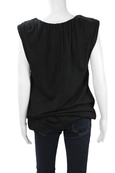 Zara Womens Basic Sleeveless Black Blouse Round Neck Solid Fall Size M