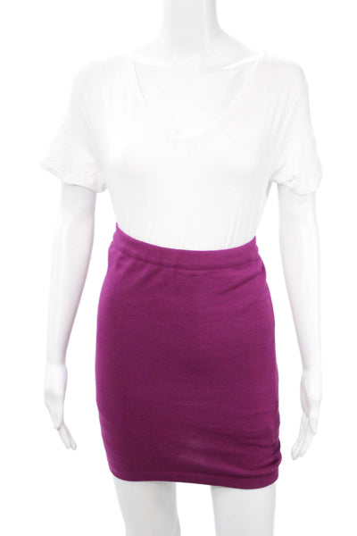 Wolford Women Mini Pencil Skirt Purple Wool Cotton Stretch Size XS