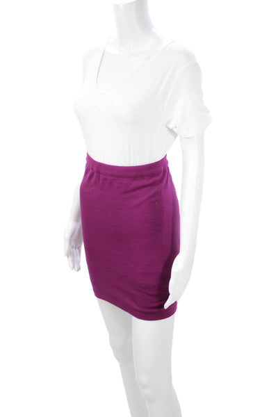 Wolford Women Mini Pencil Skirt Purple Wool Cotton Stretch Size XS